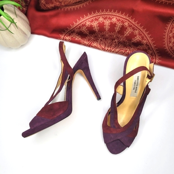 Saks Fifth Avenue Heels Eggplant Size 8 - Picture 2 of 15